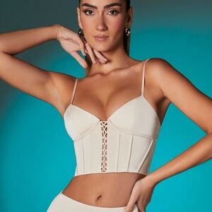 Oh Polly ivory satin top size 4